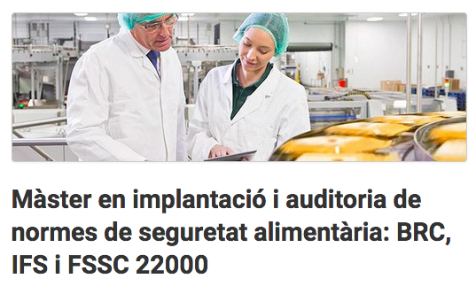 Màster Seguretat Alimentària BRC 22000